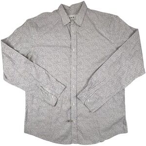 Frank & Eileen Paul Shirt Mens XL White Blue Floral Button Up Long Sleeve Cotton